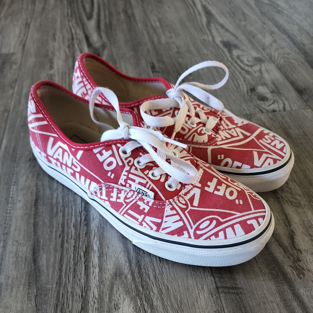 Vans Off The Wall Old Skool Sneakers Red White 721356 All Over Prin…